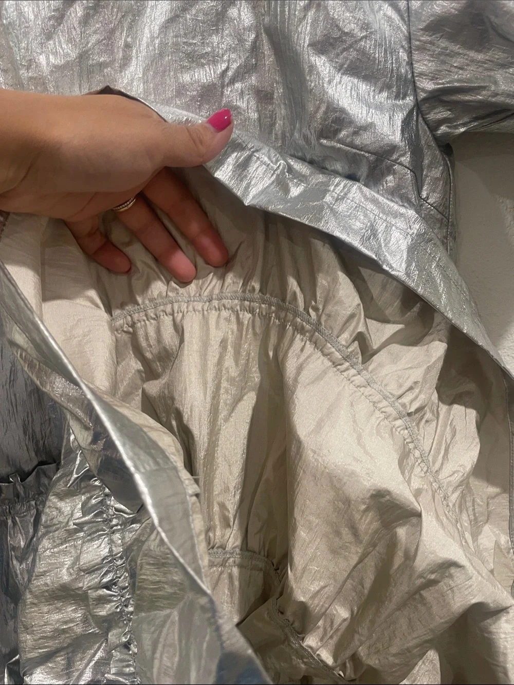 Teddy Fresh Metallic Silver Tiered Mini Dress Halloween Costume Party Size Small